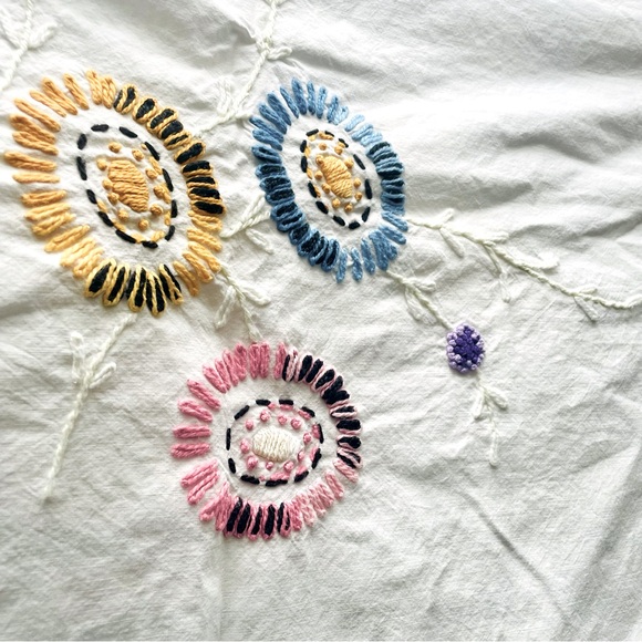 Vintage Hand Embroidered Handmade Fringe Summer Bedspread Quilts Sheet Linens - Picture 8 of 16